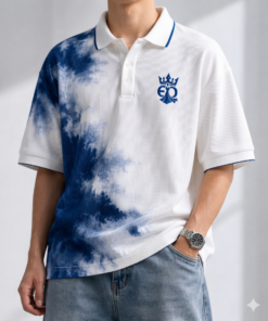 ÁO POLO OVERSIZE ELITERONETOP XANH TRẮNG THUN GÂN PREMIUM