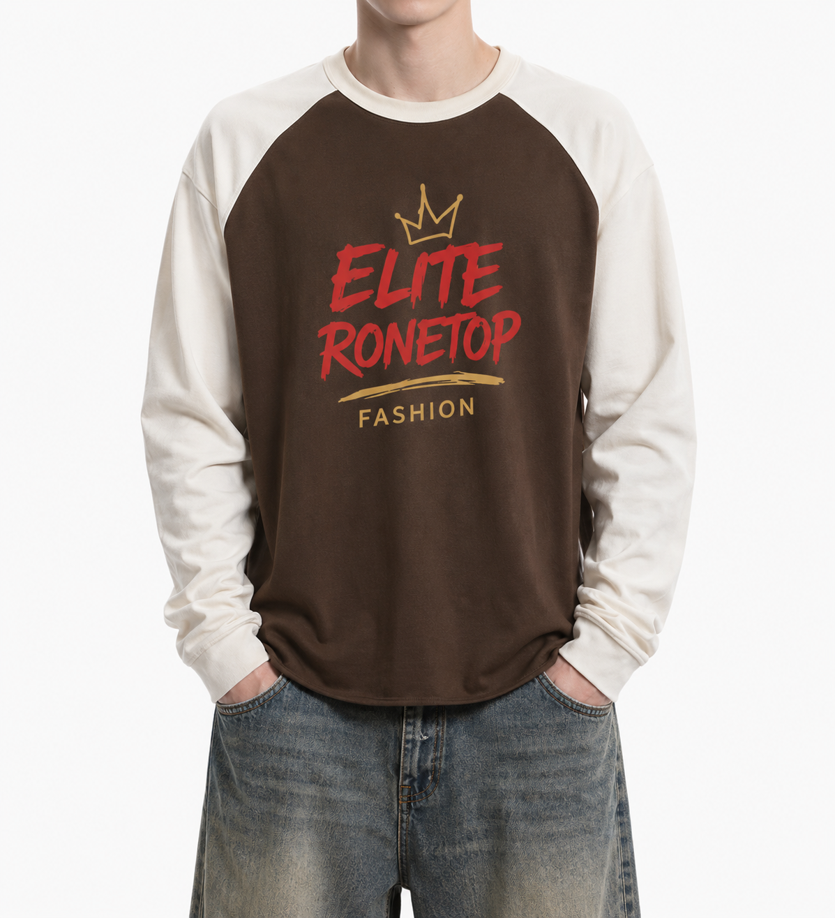 ÁO RAGLAN OVERSIZE ELITERONETOP NÂU KEM
